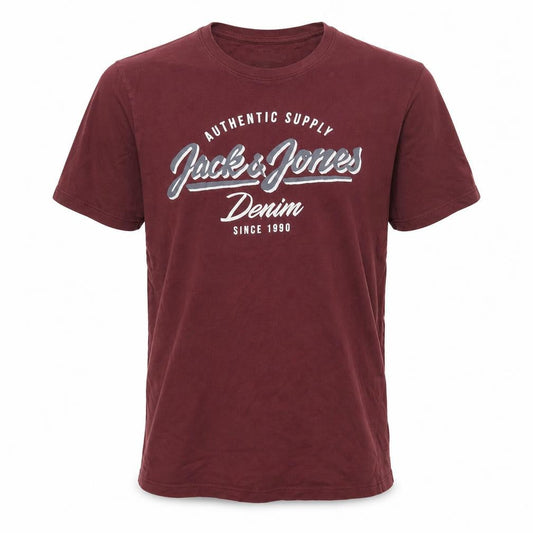 Jack & Jones Unisex Red Cotton Short Sleeve Basic T-Shirt S