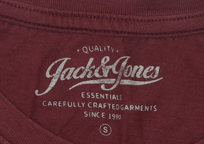 Jack & Jones Unisex Red Cotton Short Sleeve Basic T-Shirt S