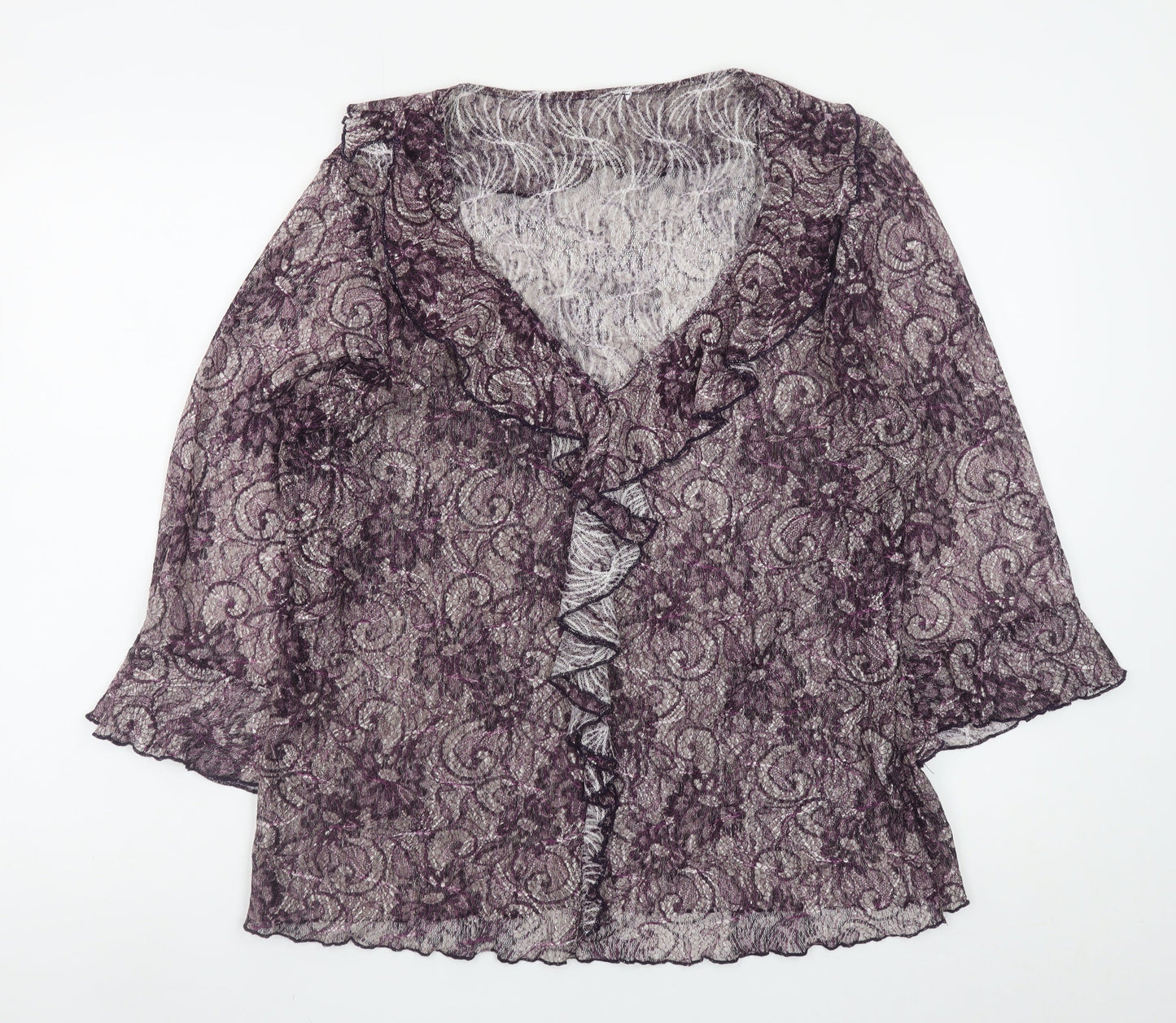 Marks and Spencer Per Una Purple Lace Ruffle Wrap Blouse Women’s Size 20