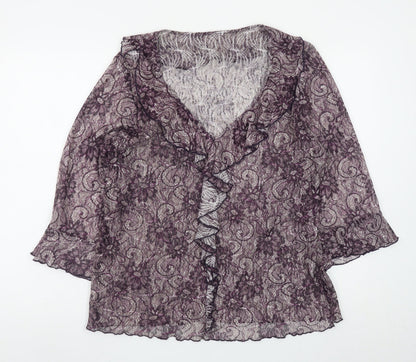 Marks and Spencer Per Una Purple Lace Ruffle Wrap Blouse Women’s Size 20