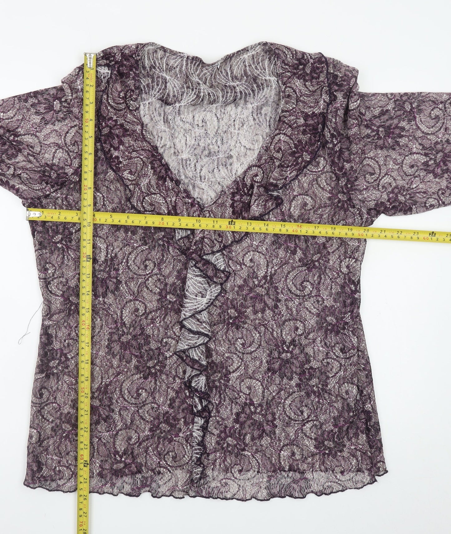 Marks and Spencer Per Una Purple Lace Ruffle Wrap Blouse Women’s Size 20