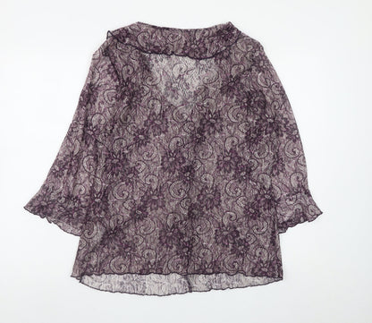Marks and Spencer Per Una Purple Lace Ruffle Wrap Blouse Women’s Size 20