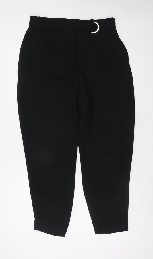 & Other Stories Women’s Black Belted High Rise Tapered Trousers Size 10