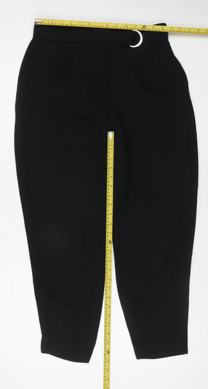 & Other Stories Women’s Black Belted High Rise Tapered Trousers Size 10
