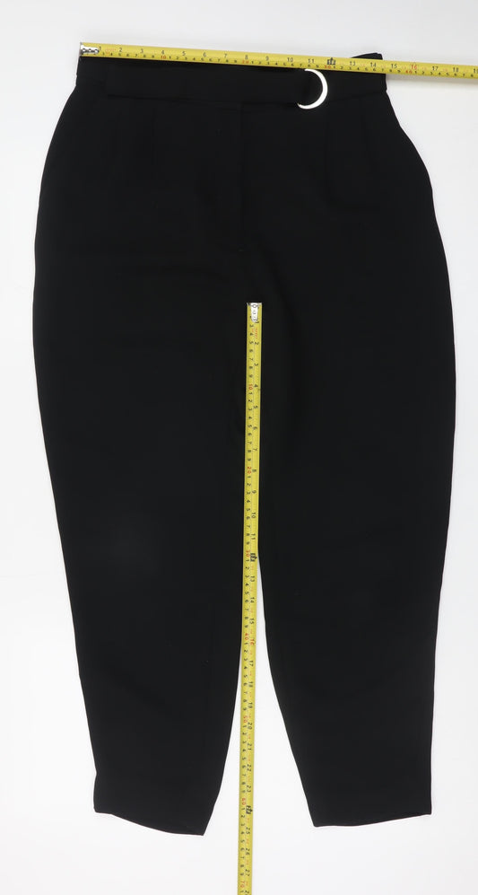 & Other Stories Women’s Black Belted High Rise Tapered Trousers Size 10