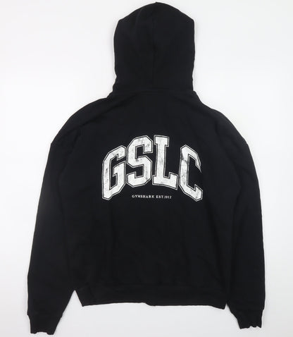 Gymshark Men's Black Full Zip Hoodie Size S GSLC Graphic Logo