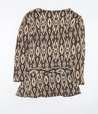 Marks and Spencer Women Brown Geometric Wrap Blouse Size 14