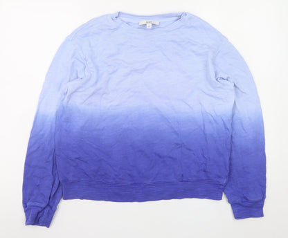 Marks and Spencer Womens Blue Ombre Cotton Crew Neck Sweatshirt Size S