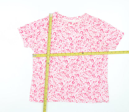 Dunnes Stores Womens Pink Animal Print Cotton T-Shirt Small