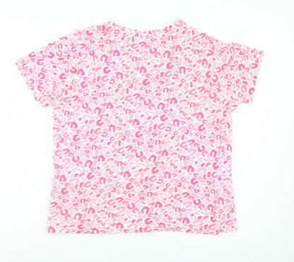 Dunnes Stores Womens Pink Animal Print Cotton T-Shirt Small