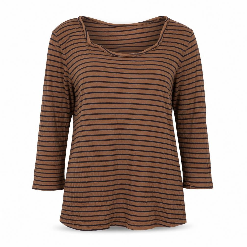 Red Herring Maternity Brown Striped 3/4 Sleeve Top Size 12