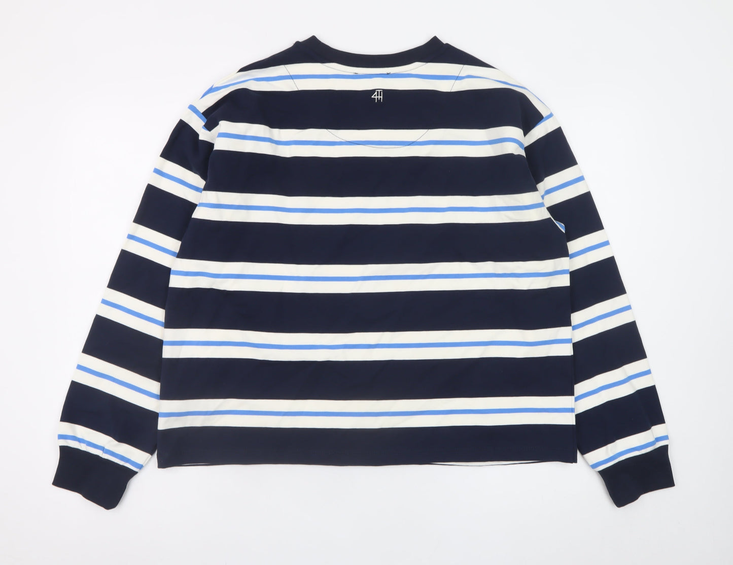 4th & Reckless Men's Blue Striped Long Sleeve Crew Neck Cotton T-Shirt Size S