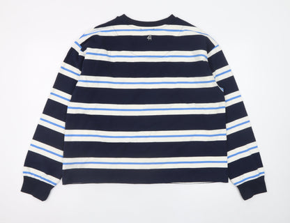 4th & Reckless Men's Blue Striped Long Sleeve Crew Neck Cotton T-Shirt Size S