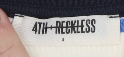 4th & Reckless Men's Blue Striped Long Sleeve Crew Neck Cotton T-Shirt Size S