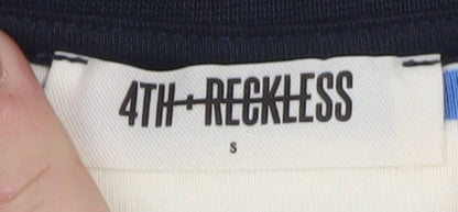 4th & Reckless Men's Blue Striped Long Sleeve Crew Neck Cotton T-Shirt Size S