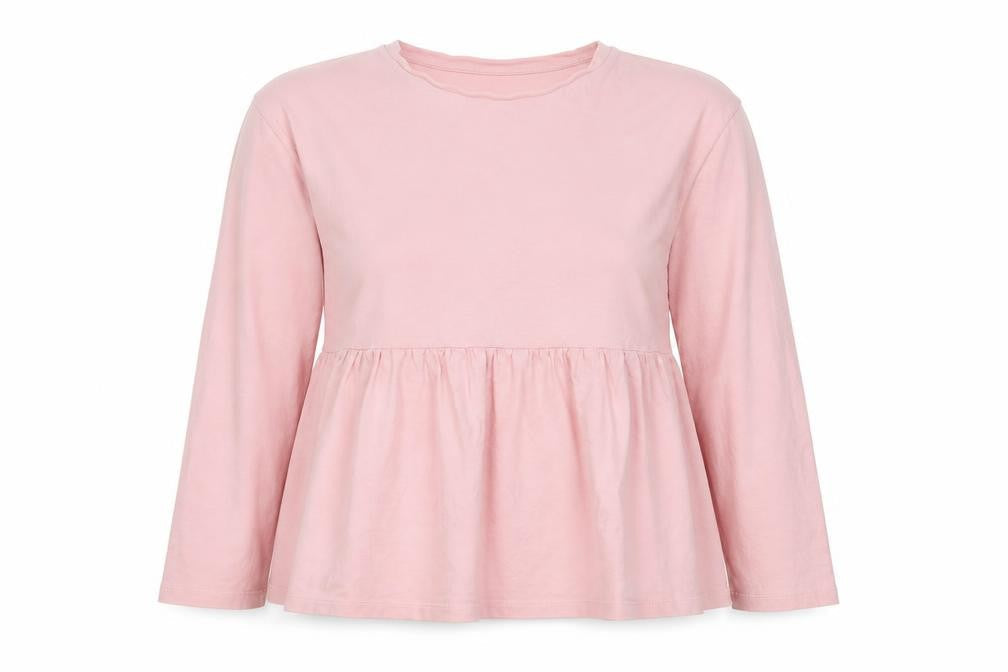 ASOS DESIGN Women Pink Cotton Long Sleeve Tunic Blouse Size 12