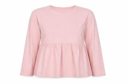 ASOS DESIGN Women Pink Cotton Long Sleeve Tunic Blouse Size 12