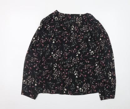Apricot Womens Black Floral Wrap Blouse UK 16 Long Sleeve