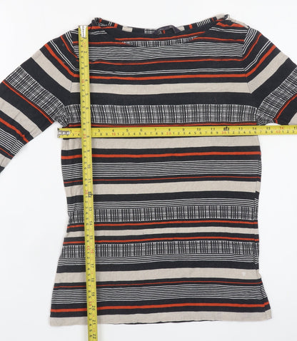 Marks and Spencer Women's Multicoloured Striped Long Sleeve T-Shirt Size 8