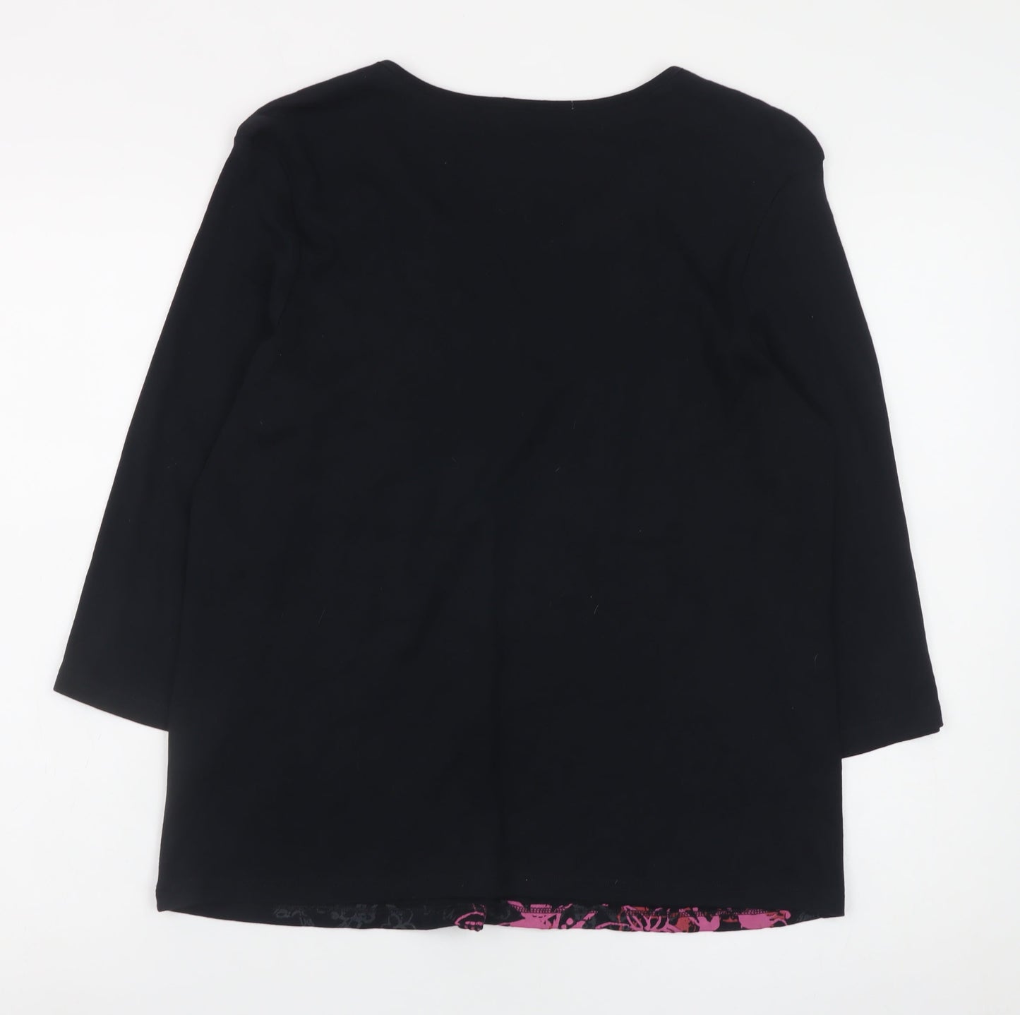 Marks and Spencer Women's Black Floral Beaded Cotton T-Shirt UK 16