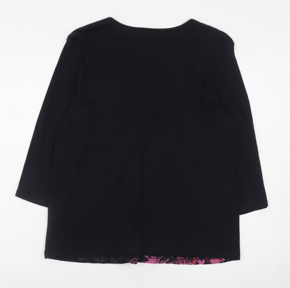 Marks and Spencer Women's Black Floral Beaded Cotton T-Shirt UK 16
