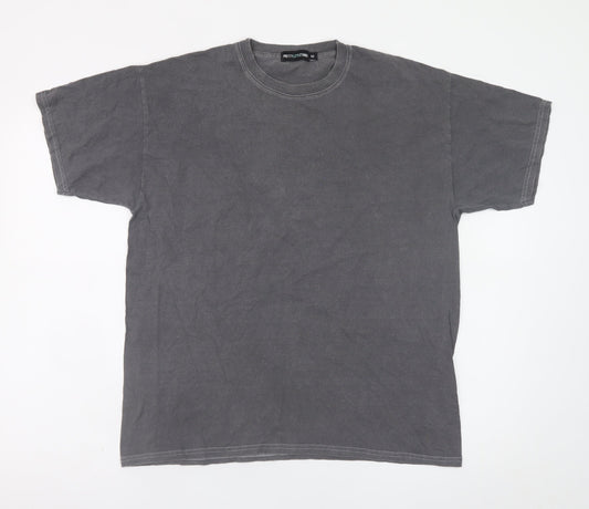 PrettyLittleThing Men Grey Graphic Rock Skull Snake T-Shirt M