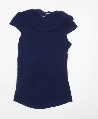 Karen Millen Women's Blue Size 6 Slim Fit Button Detail T-Shirt