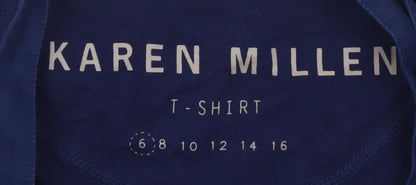 Karen Millen Women's Blue Size 6 Slim Fit Button Detail T-Shirt