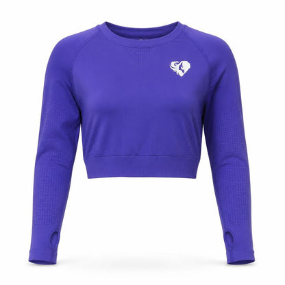 Women's Best Purple Long Sleeve Cropped Gym Top Size S