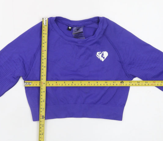 Women's Best Purple Long Sleeve Cropped Gym Top Size S