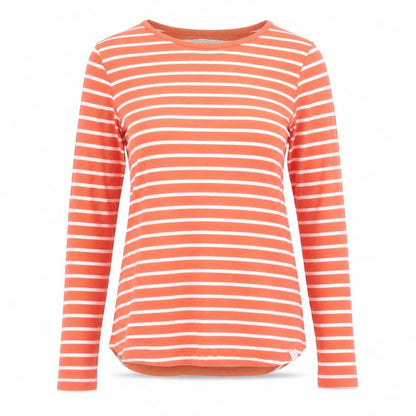 Fat Face Women's Orange Striped Long Sleeve Cotton T-Shirt UK 8
