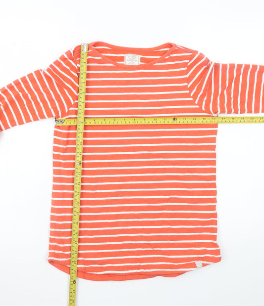 Fat Face Women's Orange Striped Long Sleeve Cotton T-Shirt UK 8