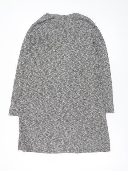 Topshop Women Grey Size 8 Long Sleeve Shift Jersey Dress