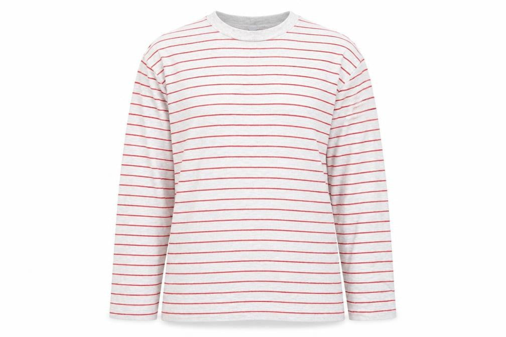 ASOS DESIGN Women’s Grey Red Striped Long Sleeve T-Shirt Size S