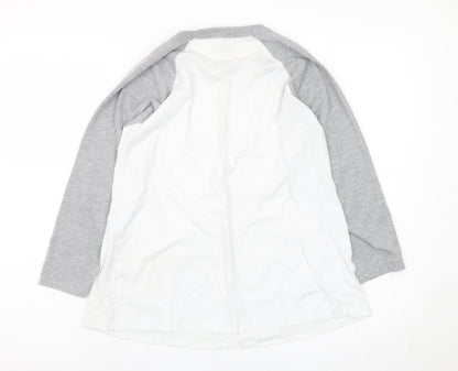 ASOS Women’s Grey White Raglan 3/4 Sleeve Colourblock T-Shirt Size 8