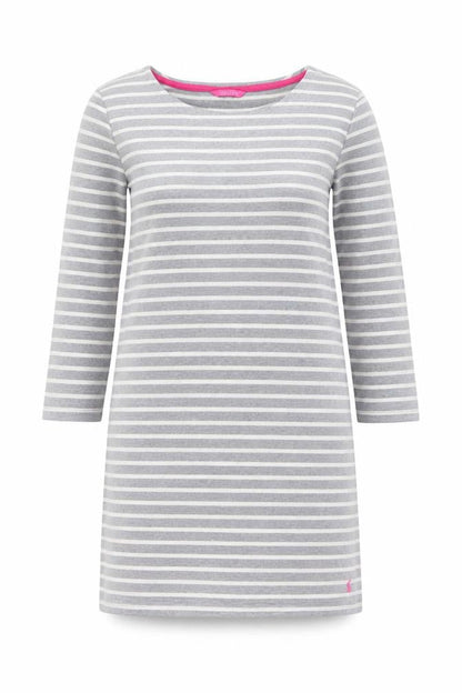 Joules Women Grey Striped Cotton Shift Dress Size 12
