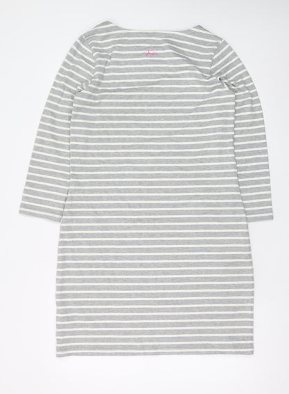 Joules Women Grey Striped Cotton Shift Dress Size 12