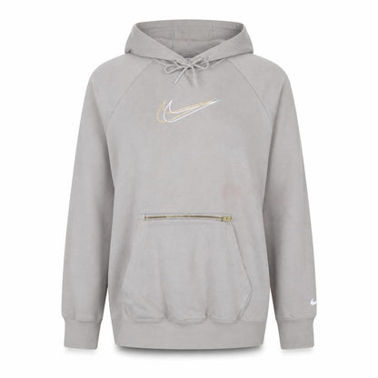Nike Women’s Beige Oversized Pullover Hoodie Size S Zip Pocket