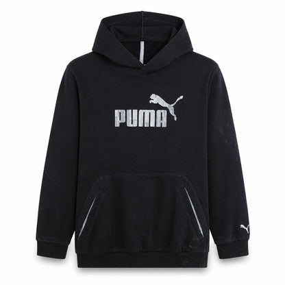 Puma Boys Black XL Pullover Hoodie with Silver Logo Print
