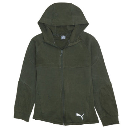 PUMA Boys Green Full Zip Hoodie Size 16 Years Cotton Blend