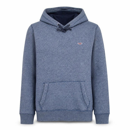 Hollister Men Blue Pullover Hoodie S Fleece Logo Regular Fit