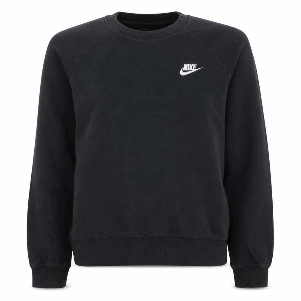 Nike Women Black Small Pullover Sweatshirt Crew Neck Cotton Blend