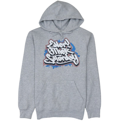 Russell Men’s Grey Pullover Hoodie M Graphic Urban Style