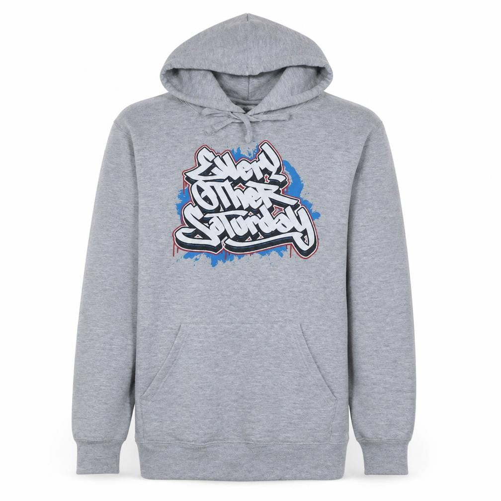 Russell Men’s Grey Pullover Hoodie M Graphic Urban Style