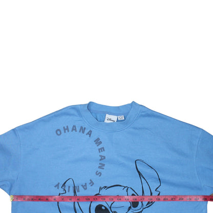 Disney Women Blue Stitch Sweatshirt XL Pullover Crew Neck Casual