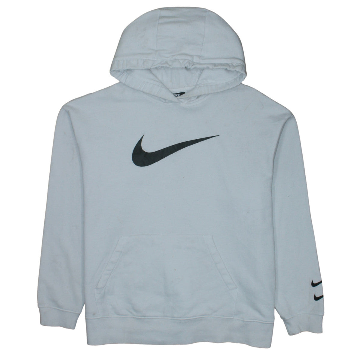 Nike Womens White Medium Pullover Hoodie with Logo Print