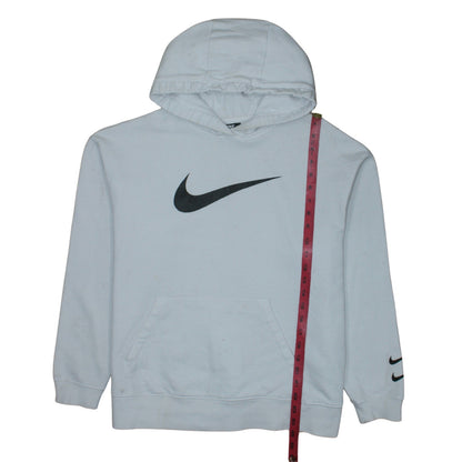 Nike Womens White Medium Pullover Hoodie with Logo Print