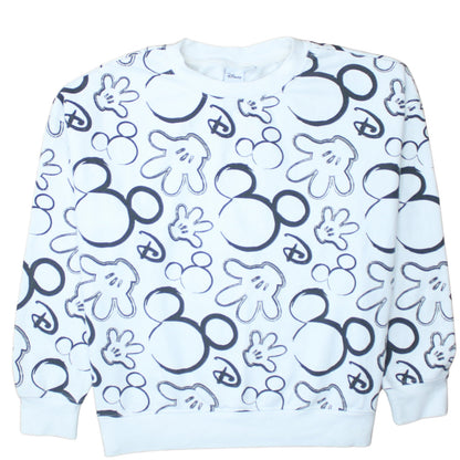 Disney Primark Women White Mickey Mouse Print Sweatshirt Size 12/14 M