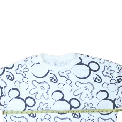 Disney Primark Women White Mickey Mouse Print Sweatshirt Size 12/14 M