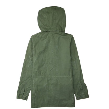 Zara Woman Green Hooded Parka Jacket Medium Cotton Casual Style
